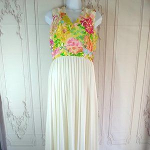 Vintage 70s Maxi Long Dress - Size Small - Sleeveless